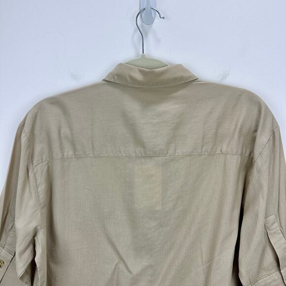 J.Crew Herringbone Twill Button Up Shirt Classic Cotton Neutral Beige US 10 NWT - Picture 10 of 13